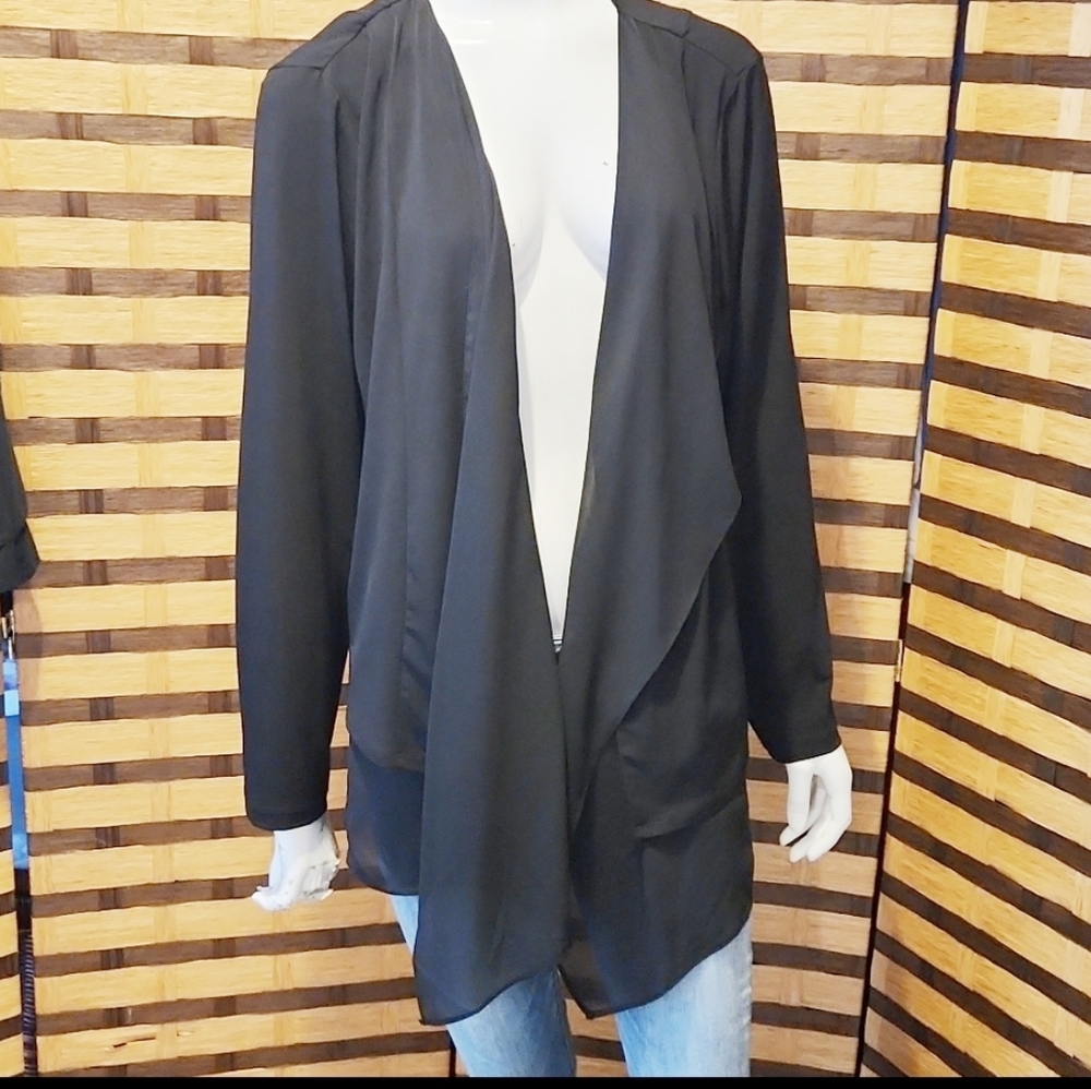 Susan graver chiffon lapel jacket